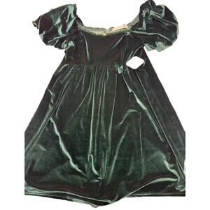 NWT Altar’d State Holiday Green Velvet Puff Sleeve Dress Size Medium